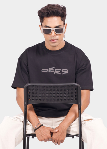 Spine Black Graphic Unisex Oversized T-shirt