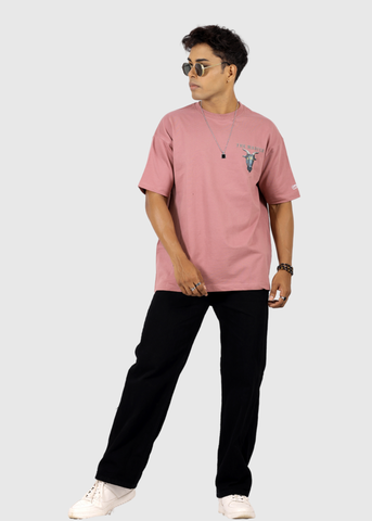 The Master Pink Mauve Printed Unisex Oversized T-shirt
