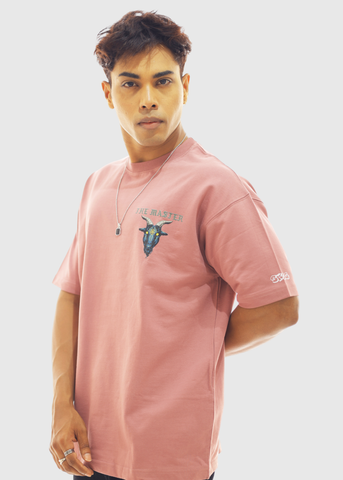 The Master Pink Mauve Printed Unisex Oversized T-shirt