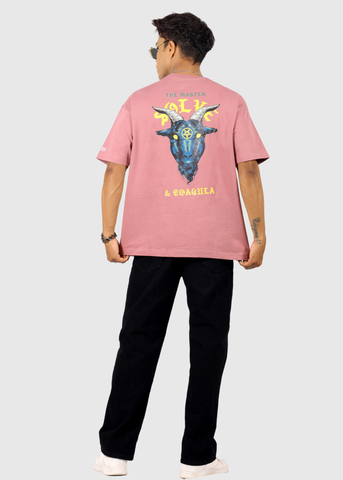 The Master Pink Mauve Printed Unisex Oversized T-shirt