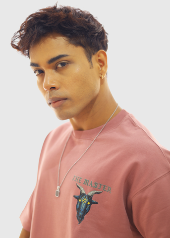 The Master Pink Mauve Printed Unisex Oversized T-shirt
