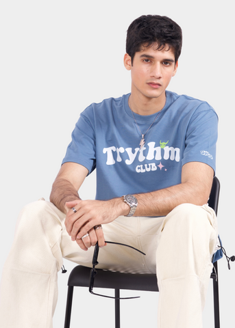 Trythm Club Pastel Blue Unisex Oversized T-shirt