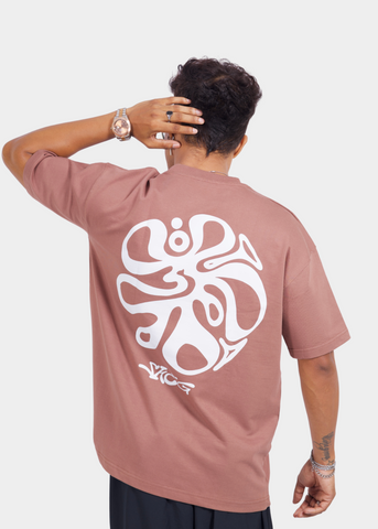 Brown Printed Unisex Oversized T-shirt