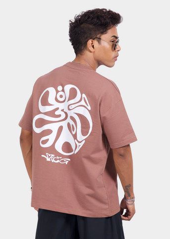 Brown Printed Unisex Oversized T-shirt