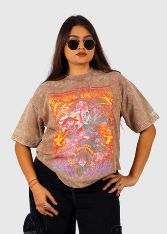 Luffy One Piece Acid Wash Unisex Oversized T-shirt