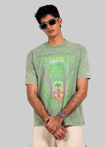 Zoro One Piece Acid Wash Unisex Oversized T-shirt