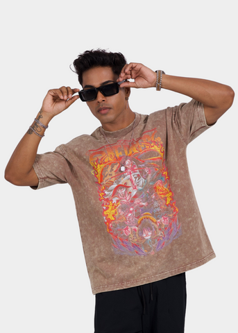 Luffy One Piece Acid Wash Unisex Oversized T-shirt