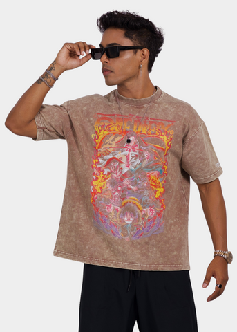 Luffy One Piece Acid Wash Unisex Oversized T-shirt