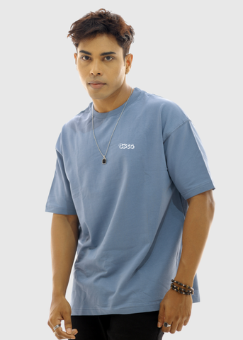 Blue Solid Unisex Oversized T-shirts