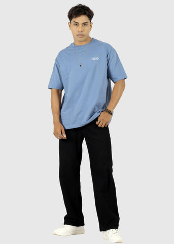 Blue Solid Unisex Oversized T-shirts