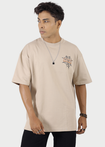 Spider Web Beige Unisex Oversized T-shirt