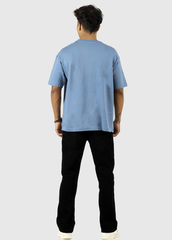 Blue Solid Unisex Oversized T-shirts
