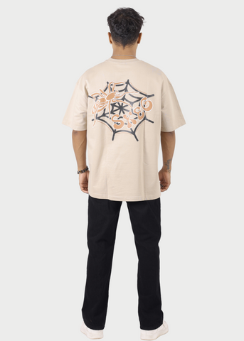 Spider Web Beige Unisex Oversized T-shirt
