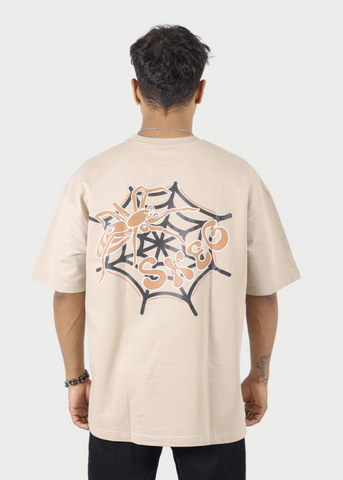 Spider Web Beige Unisex Oversized T-shirt