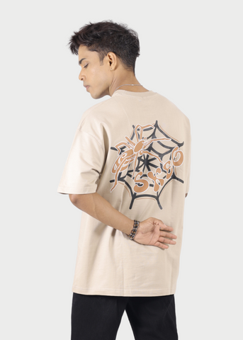 Spider Web Beige Unisex Oversized T-shirt