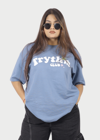Trythm Club Pastel Blue Unisex Oversized T-shirt