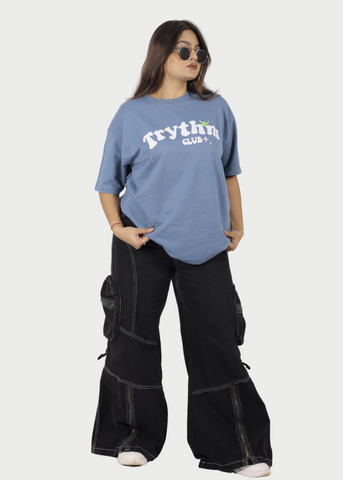 Trythm Club Pastel Blue Unisex Oversized T-shirt