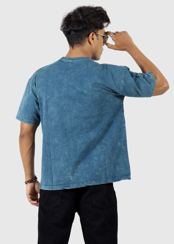 Acid Wash Solid Navy Unisex Oversized T-shirt