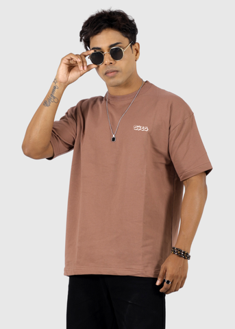 Brown Solid Unisex Oversized T-shirts