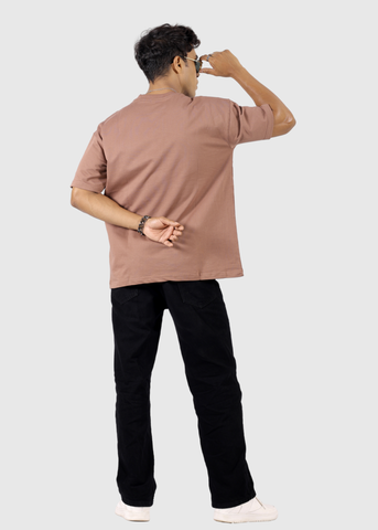 Brown Solid Unisex Oversized T-shirts