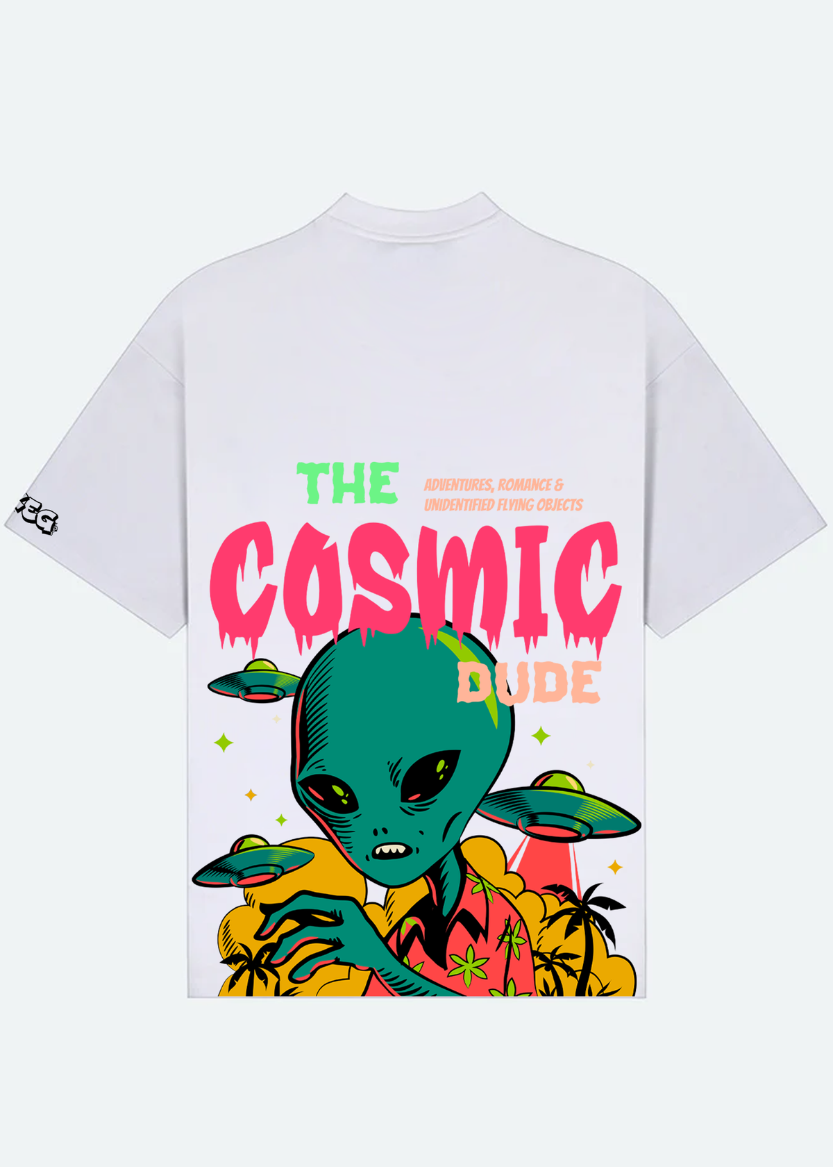 The Cosmic Dude White Unisex Oversized T-shirt